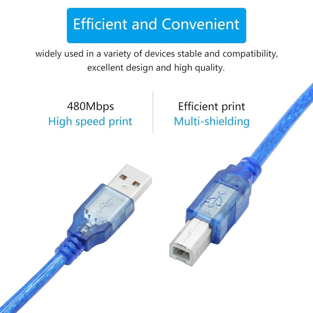 USB - B Nyomtatókábel 3m - USB 2.0, Nyomtató és Szkenner Csatlakozókábel - BShopy