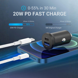 USB-C adaptér nabíjačky do auta - 43W, 2-portová rýchlonabíjačka pre telefón a tablet - BShopy