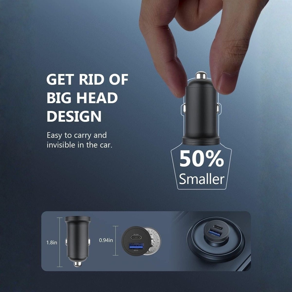 USB-C adaptér nabíjačky do auta - 43W, 2-portová rýchlonabíjačka pre telefón a tablet - BShopy