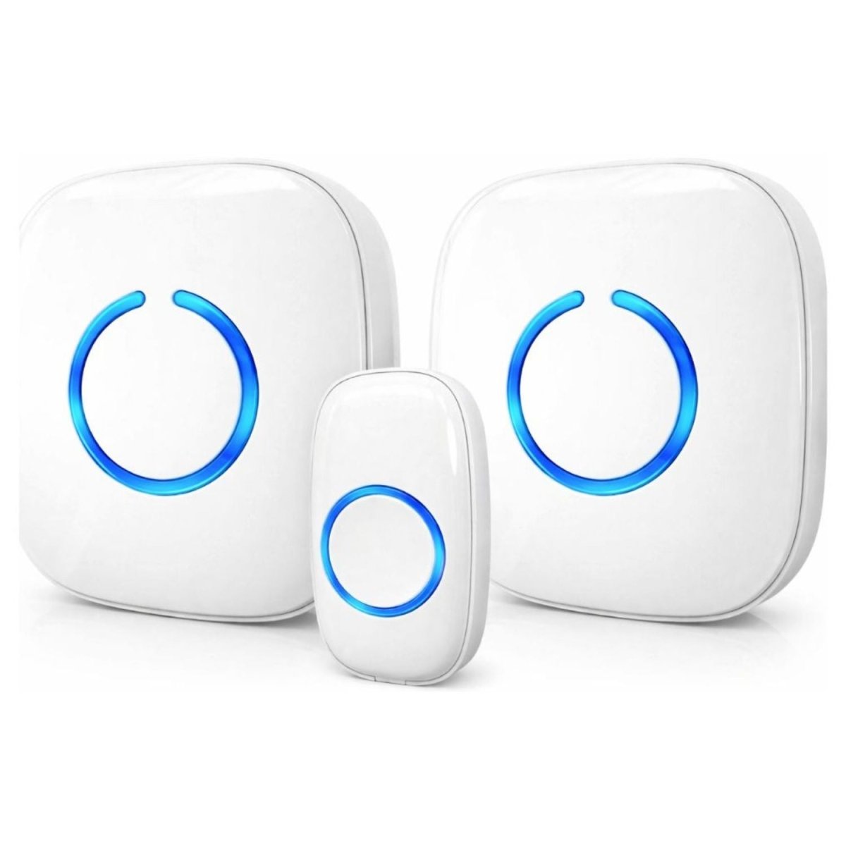 Vezeték Nélküli Ajtócsengő Szett 2 Vevővel és 1 Gombbal – 300 m Hatótáv, 50+ Dallam, LED Jelzés, Időjárásálló, Elemes Csengő - BShopy