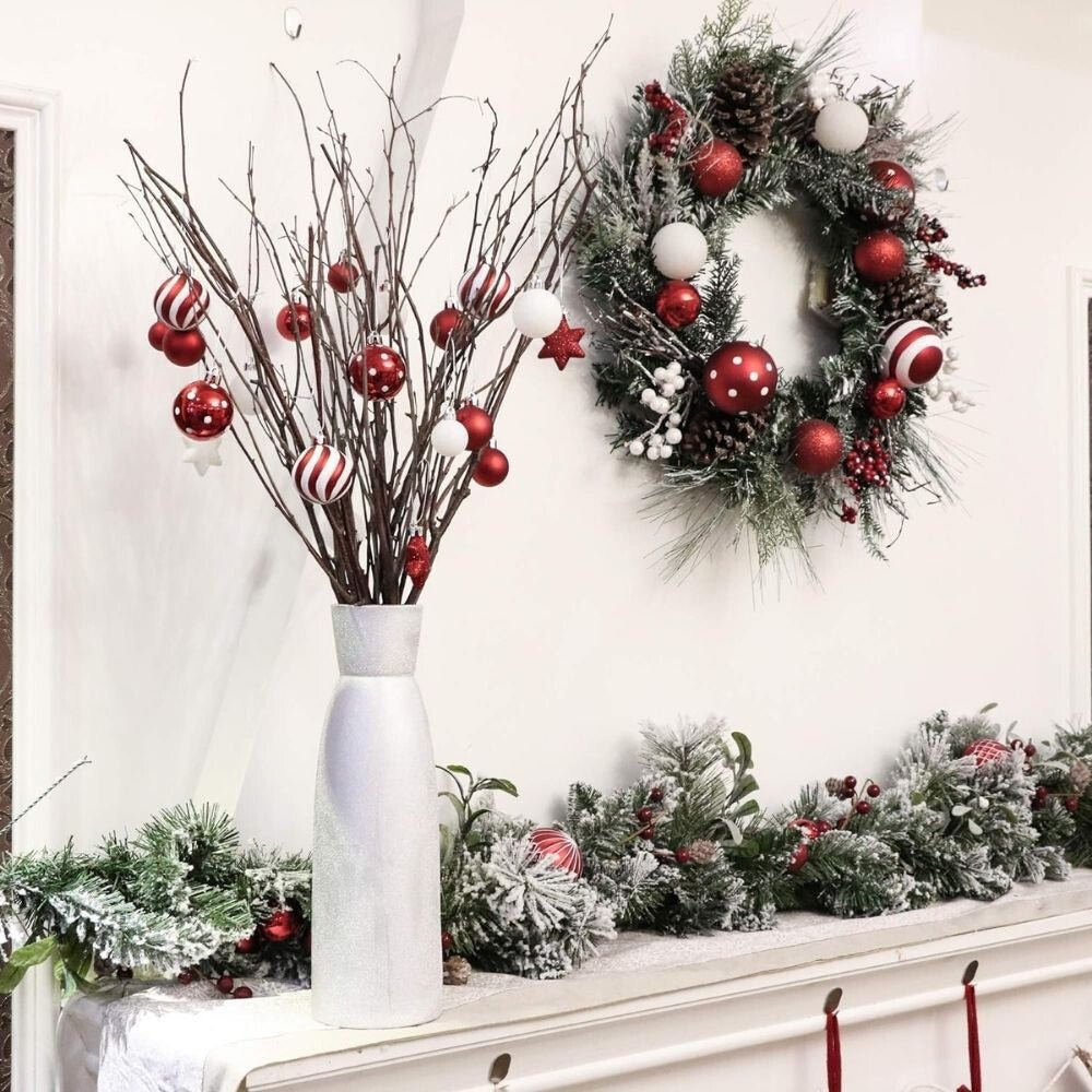 Victor's Workshop 35 db Karácsonyfadísz - Piros - Fehér Válogatás - BShopy35 darabos dísz5 cm dísz átmérőkarácsonyfadísz szettX001GAKT4D_4