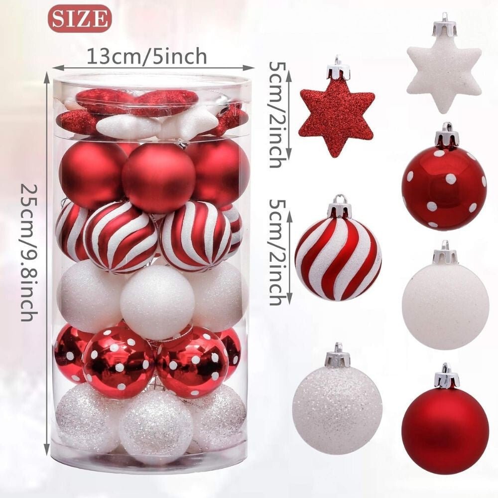 Victor's Workshop 35 db Karácsonyfadísz - Piros - Fehér Válogatás - BShopy35 darabos dísz5 cm dísz átmérőkarácsonyfadísz szettX001GAKT4D_1