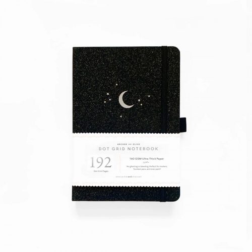 Bodkovaný sieťovaný notebook ArcherandOlive „Forest Night“ A5 (čierna)