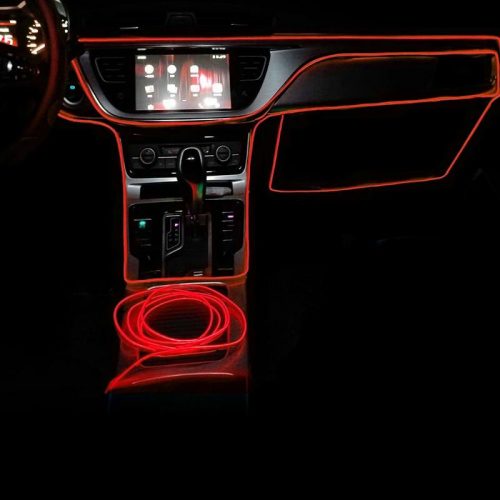 OneLED auto LED vlákno, rezacie LED svetlo, dekoratívny svetelný pás, nabíjanie zapaľovača 2 m (červený)