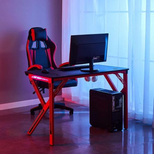 OFCASA Počítačový stolík, Gamer Table, čierno-červený