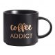 Keramický hrnček s nápisom "Coffee ADDICT" 410 ml (čierny, so zlatým nápisom)