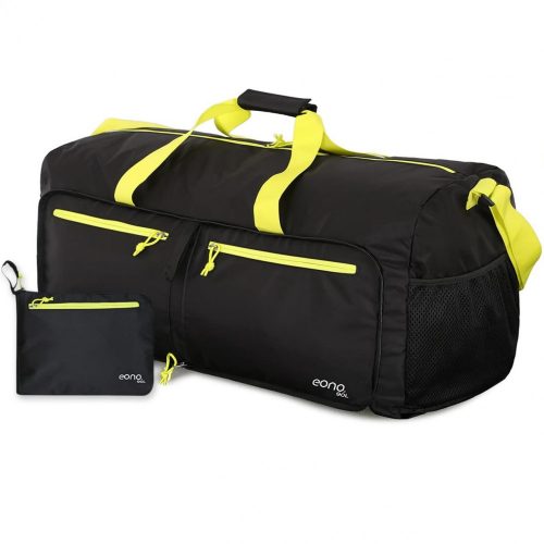 Eono 90-litrová skladacia cestovná taška (čierno-neónová žltá)