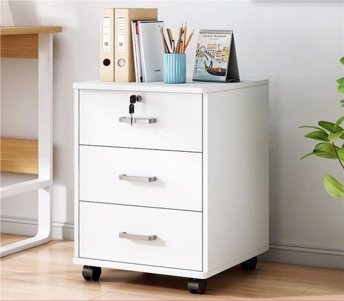 Ofcasa White Mobile File Cabinet