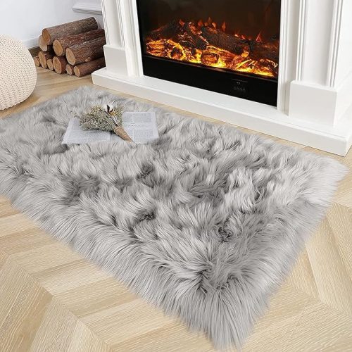 Topspitgo koberec z umelej kožušiny 70x135cm (sivý)