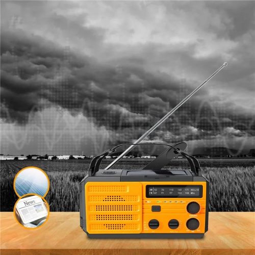 Núdzové žlté meteorologické rádio s baterkou