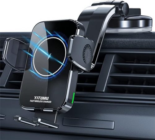 Yitumu A26 bezdrôtová 15W Qi telefónna nabíjačka do auta s prísavným držiakom telefónu